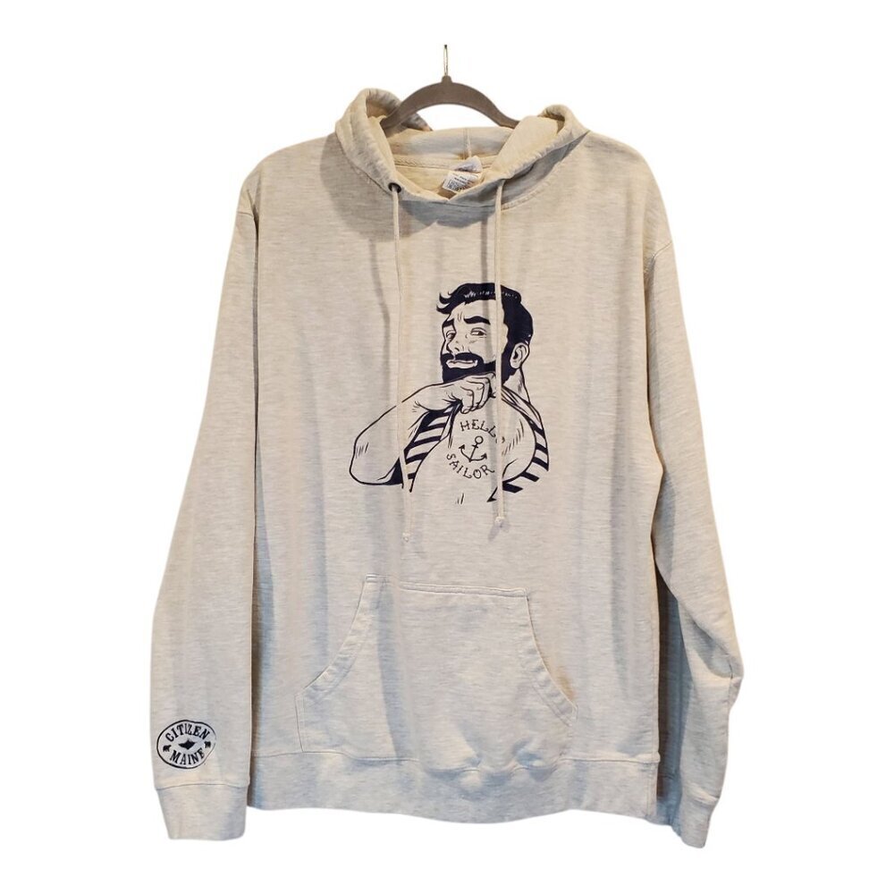 DELTA FLEECE Hoodie for Citizen Maine Men's Hello Sailor Graphic Hoodie Gray